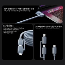 Cáp Sạc Nhanh 3in1 BC32 Bonne TECHNOLOGIQUE Chính Hãng – Hỗ Trợ Sạc Nhanh 65W Cho Điện Thoại, Laptop, Bảo Hành 12 Tháng 4