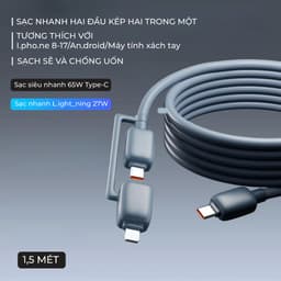 Cáp Sạc Nhanh 3in1 BC32 Bonne TECHNOLOGIQUE Chính Hãng – Hỗ Trợ Sạc Nhanh 65W Cho Điện Thoại, Laptop, Bảo Hành 12 Tháng 6
