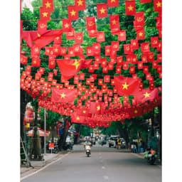 Cờ dây sao, cờ dây tổ quốc, chất liệu vải phi bóng 2025 9