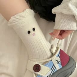 Set 10 Tất Vớ Nữ Cotton Cao Cổ Viền Bèo Họa Tiết Mặt Dễ Thương Phong Cách Hàn Quốc 9