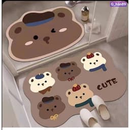 Set 2 Thảm Trải Sàn Thấm Hút Nước Chống Mài Mòn Họa Tiết Hoạt Hình Dễ Thương 4