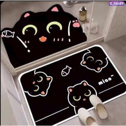 Set 2 Thảm Trải Sàn Thấm Hút Nước Chống Mài Mòn Họa Tiết Hoạt Hình Dễ Thương 2
