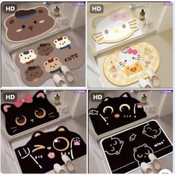 Set 2 Thảm Trải Sàn Thấm Hút Nước Chống Mài Mòn Họa Tiết Hoạt Hình Dễ Thương 6