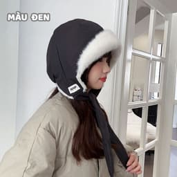 Mũ Bomber Nữ Lót Lông Cừu Siêu Mềm HOPI, Mũ Giữ Ấm Tai Mùa Đông Chống Gió Lạnh Thời Trang Hàn Quốc 9