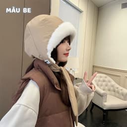 Mũ Bomber Nữ Lót Lông Cừu Siêu Mềm HOPI, Mũ Giữ Ấm Tai Mùa Đông Chống Gió Lạnh Thời Trang Hàn Quốc 8