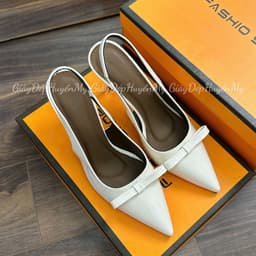 [ Giày Dép Huyền My ] Cao Gót 7p Mũi Nhọn Phối Nơ Full Hộp ( TA63 ) 6