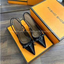 [ Giày Dép Huyền My ] Cao Gót 7p Mũi Nhọn Phối Nơ Full Hộp ( TA63 ) 8