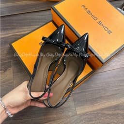 [ Giày Dép Huyền My ] Cao Gót 7p Mũi Nhọn Phối Nơ Full Hộp ( TA63 ) 9