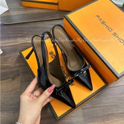 [ Giày Dép Huyền My ] Cao Gót 7p Mũi Nhọn Phối Nơ Full Hộp ( TA63 ) 2
