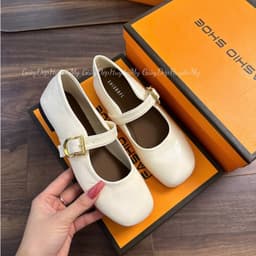 [ Giày Dép Huyền My ] Giày búp bê nữ da lì mềm quai ngang phối khuy cạnh hàng cao cấp full hộp ( LT46 ) 5