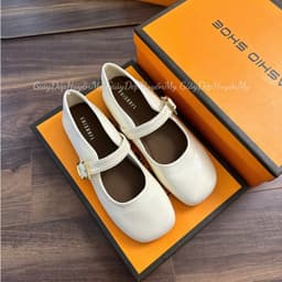 [ Giày Dép Huyền My ] Giày búp bê nữ da lì mềm quai ngang phối khuy cạnh hàng cao cấp full hộp ( LT46 ) 3