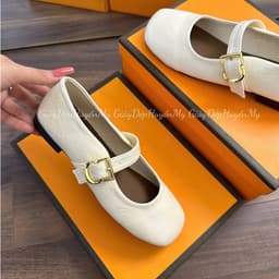 [ Giày Dép Huyền My ] Giày búp bê nữ da lì mềm quai ngang phối khuy cạnh hàng cao cấp full hộp ( LT46 ) 9