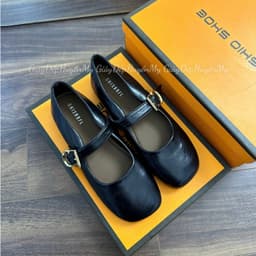 [ Giày Dép Huyền My ] Giày búp bê nữ da lì mềm quai ngang phối khuy cạnh hàng cao cấp full hộp ( LT46 ) 6