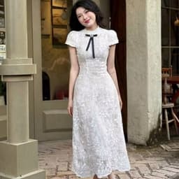 Xukadress - Váy ren trắng dáng dài dự tiệc sang chảnh dịu dàng 4