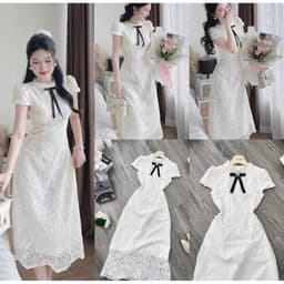 Xukadress - Váy ren trắng dáng dài dự tiệc sang chảnh dịu dàng 3