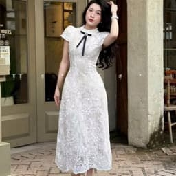 Xukadress - Váy ren trắng dáng dài dự tiệc sang chảnh dịu dàng 6