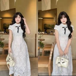 Xukadress - Váy ren trắng dáng dài dự tiệc sang chảnh dịu dàng 7