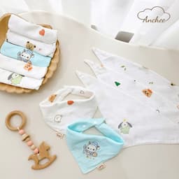 Set 5 yếm xô sợi tre tam giác cho bé Anchee 4