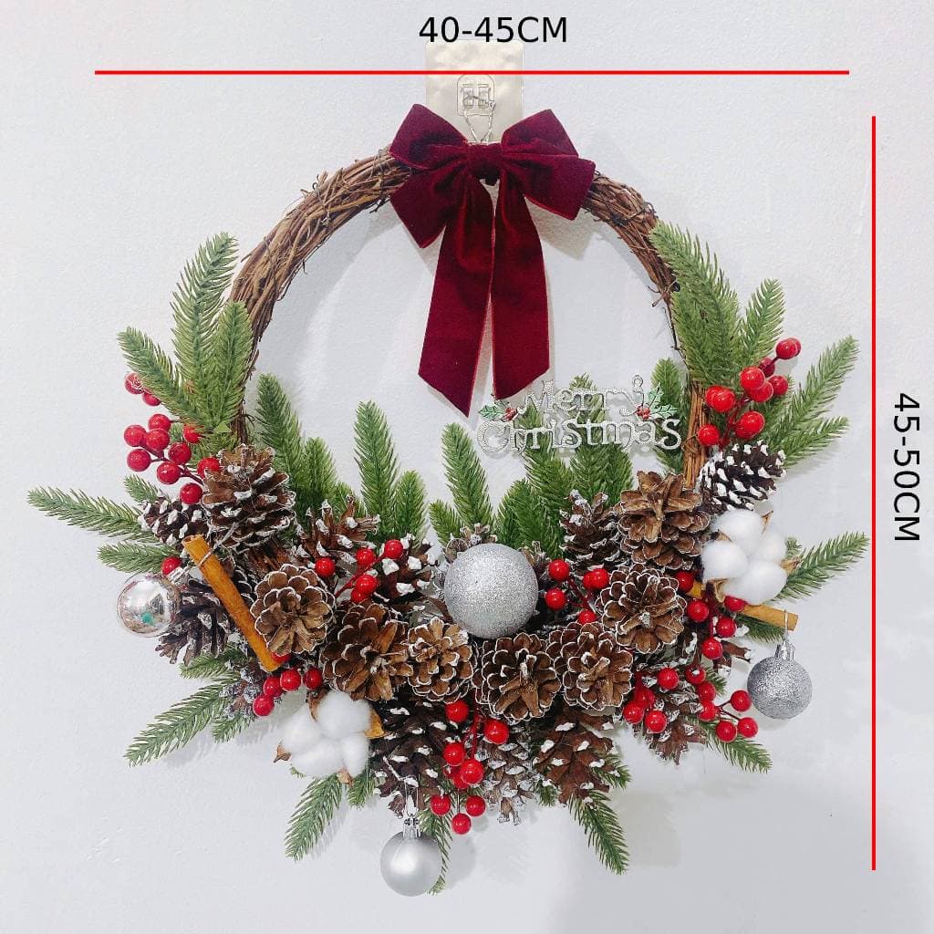 Vòng Nguyệt Quế Giáng Sinh, Noel, Vòng Treo Cửa Handmade, trang trí noel size 20cm, 30cm