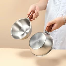 [Mini] Xoong,nồi mini không có nắp, chất liệu inox304, có tay cầm bằng gỗ cách nhiệt - tiện dụng, đa năng 3