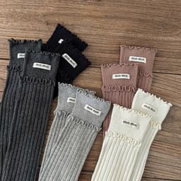 Set 5 Đôi Tất Cho Bé Gái Cổ Cao Viền Bèo Hoạ Tiết Min Min Dễ Thương Phong Cách Korea 8