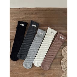 Set 5 Đôi Tất Cho Bé Gái Cổ Cao Viền Bèo Hoạ Tiết Min Min Dễ Thương Phong Cách Korea 6