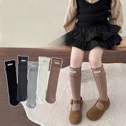 Set 5 Đôi Tất Cho Bé Gái Cổ Cao Viền Bèo Hoạ Tiết Min Min Dễ Thương Phong Cách Korea 3