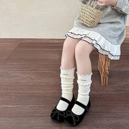 Set 5 Đôi Tất Cho Bé Gái Cổ Cao Viền Bèo Hoạ Tiết Min Min Dễ Thương Phong Cách Korea 5