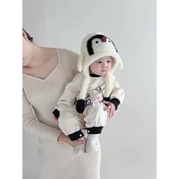 Mũ Bông Dành Cho Bé Ấm Áp Mùa Đông Họa Tiết Chim cánh Cụt Dầy Dặn Dễ Thương Đáng Yêu 9