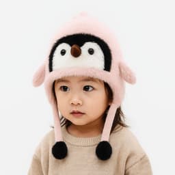 Mũ Bông Dành Cho Bé Ấm Áp Mùa Đông Họa Tiết Chim cánh Cụt Dầy Dặn Dễ Thương Đáng Yêu 8