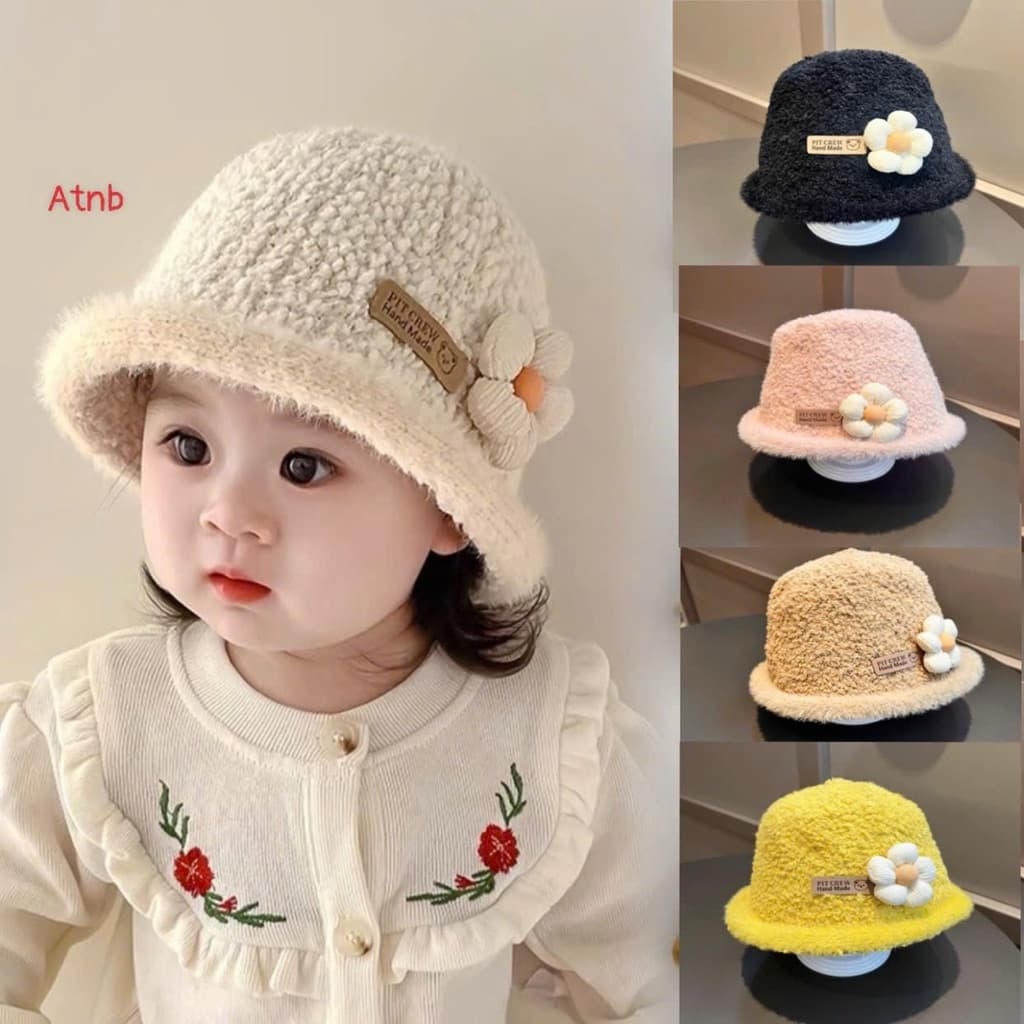 Mũ lông cừu hoa CAo cấp cho bé yêu từ 3-8tuổi siêu xinh