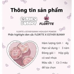 [HỎA TỐC] Flortte Phấn Bắt Sáng Flortte x Bunny Highlight Lì Màu Làm Sáng Nâng Vùng Tối Gương Mặt Tự Nhiên Lâu Trôi 4g 2