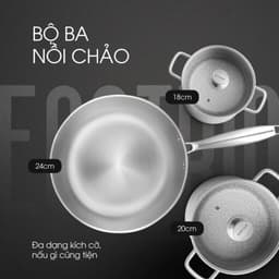 Bộ Nồi Chảo Inox KALITE Eco Trio Gồm 2 Nồi, 1 Chảo - Truyền Nhiệt Đều, Bền Đẹp - Dùng Mọi Loại Bếp 2