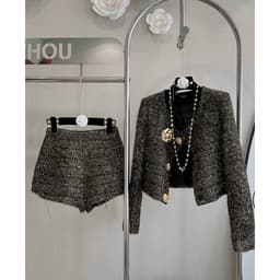 Set bộ dạ nhũ lông Yayi kèm tag hoa trà V.P 1