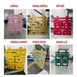 Chữ hỷ chụp hình, chữ hỷ decor,1 mặt đỏ + 1 mặt màu tự chọn (ib shop màu bạn muốn), decan chống lóa, tặng thêm chữ nhỏ 2