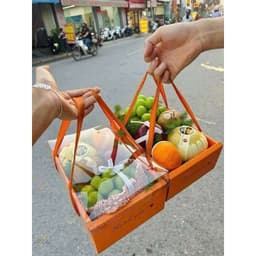 Khay chữ nhật đỏ nắp mica đựng trái cây kích thước 27x20x10 3