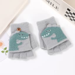 Găng Tay Lông Xù Xỏ Ngón Cho Bé, Găng Tay Học Sinh Họa Tiết Khủng Long 8