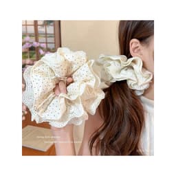 Scrunchie Cột Tóc Nữ Phong Cách Hàn Quốc, Ren Chấm Bi, Dây Cao Su,cột tóc nữ thời trang Hàn Quốc 1