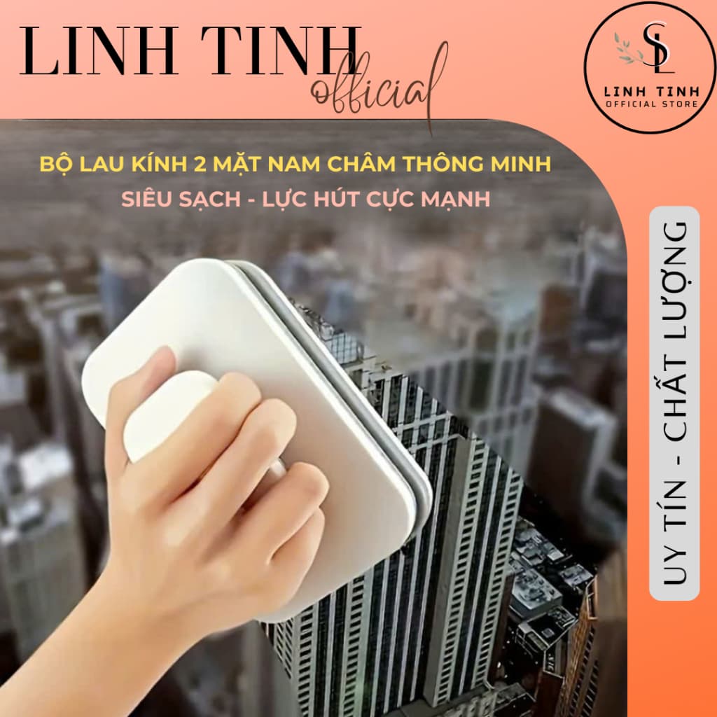 Bộ lau kính 2 mặt bằng nam châm thông minh - Vệ sinh kính cả 2 mặt dễ dàng, có dây bảo vệ, lực hút từ tính mạnh