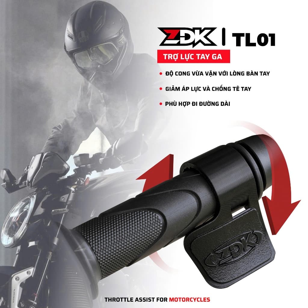 (Màu đen) ZDK TL01 Trợ lực tay ga cho xe máy chống mỏi tay tiện lợi