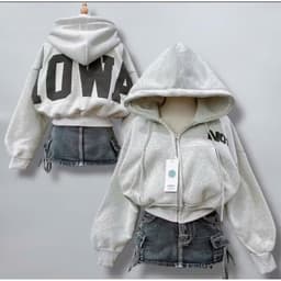 Áo Khoác Nỉ NO1 In Nổi Form Lửng Nón To nhiều màu/ chống nắng/ Có túi trong 40-62kg Basic Nữ 2