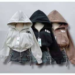Áo Khoác Nỉ NO1 In Nổi Form Lửng Nón To nhiều màu/ chống nắng/ Có túi trong 40-62kg Basic Nữ 4