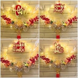 [TẾT2027]🌟 Vòng Hoa Trang Trí Thần Tài May Mắn – Đèn LED Rực Rỡ – Treo Tết Phong Thuỷ 2026 2