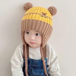 🧸 MŨ LEN TAI GẤU MI FUN CHO BÉ 2–12 THÁNG – SIÊU ẤM, SIÊU CUTE, CÓ DÂY BUỘC AN TOÀN 5