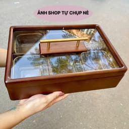 Khay Đựng Bánh Kẹo Cho Tết 2026, Khay Mứt Bằng Gỗ Sồi 100%, Mặt Kính Thủy Tinh Sang Trọng, Kèm Hũ 3