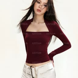 Áo Thun Dài Tay Ôm Body Cúp Ngực Cotton Mịn Siêu Co Giãn Justdun 708 9