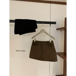 [𝑻𝒉𝒆𝑴𝒂𝒚 x 𝐖𝐆𝐖𝐄] Chân Váy Da Lộn Chữ A WG.WE 7221, Chân Váy Mini Nữ Dáng Ngắn 2 Lớp Màu Nâu Retro 5