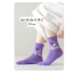 Set 10 Đôi Tất Trẻ Em Disney/Sanrio Cổ Ngắn Mix Màu, Vớ Cotton Thoáng Khí Họa Tiết Hoạt Hình Dễ Thương Cho Bé 1-12 Tuổi 9