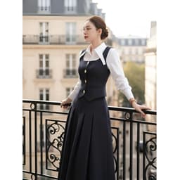 [VT251103] Váy Công Sở Nữ Thiết Kế Cao Cấp Cổ Sơ Mi Dáng Dài Xếp Ly Sang Trọng Tôn Eo 4