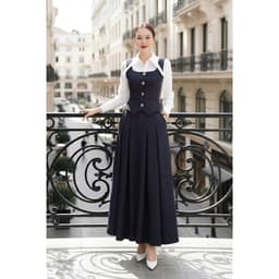 [VT251103] Váy Công Sở Nữ Thiết Kế Cao Cấp Cổ Sơ Mi Dáng Dài Xếp Ly Sang Trọng Tôn Eo 6